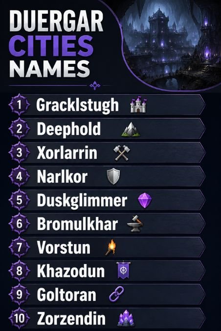 Duergar Cities Names