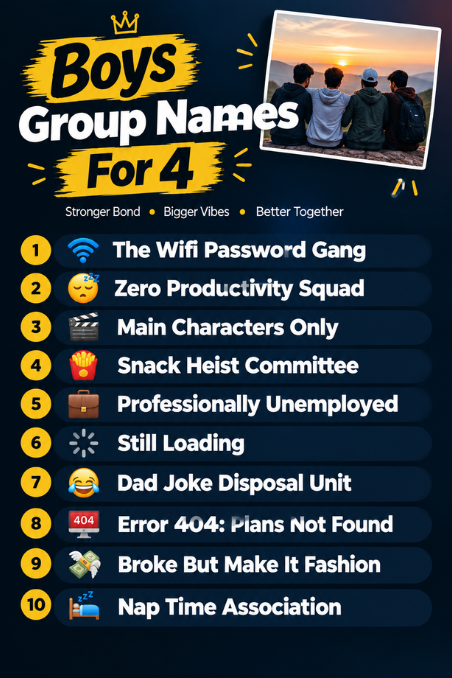 Boys Group Names For 4